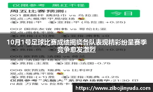 10月1号足球比赛成绩揭晓各队表现精彩纷呈赛季竞争愈发激烈